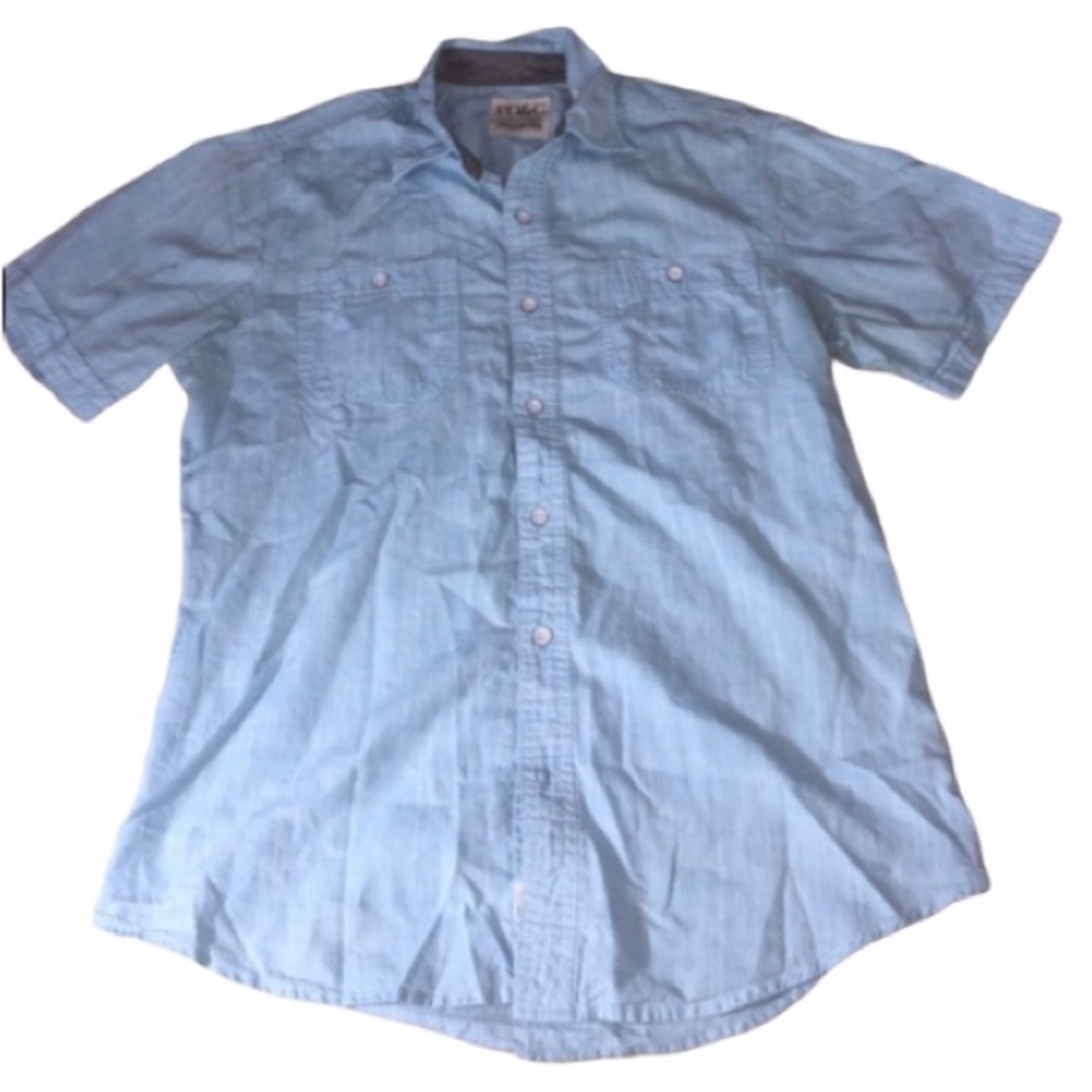 P, D & C Light Blue Short Sleeve Button Down Top S